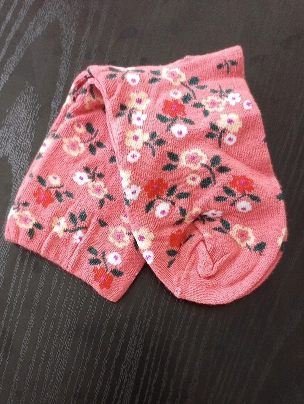 Rose Pink Ditsy Floral Crew Socks
